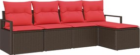 vidaXL Σετ Καναπέ με μαξιλάρι 5 pcs Καφέ συνθετικό ρατάν