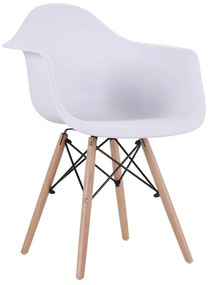 14590003 Καρέκλα CORYLUS Λευκό PP 60x60x80cm Ξύλο/PP, 1 Τεμάχιο
