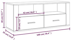 Έπιπλο Τηλεόρασης Γυαλ. Λευκό 100x35x40 εκ. Επεξεργασμένο Ξύλο - Λευκό