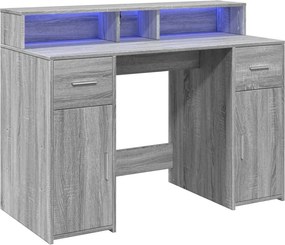 vidaXL Γραφείο με LED Γκρι Sonoma 120x55x91 εκ. Επεξεργ. Ξύλο
