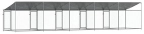 vidaXL Κλουβί Σκύλου με Οροφή και Πόρτες Γκρι 10x2x2 μ. Γαλβ. Χάλυβας
