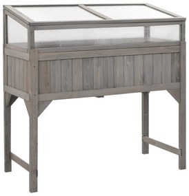 Ζαρντινιέρα Υπερυψωμένη με Θερμοκήπιο 110x54x120 εκ Ξύλο Ελάτης