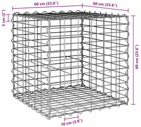 vidaXL Συρματοκιβώτιο Κύβος 60 x 60 x 60 εκ. από Ατσάλινο Σύρμα