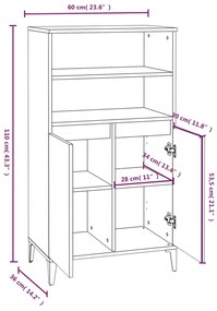 Ντουλάπι Sonoma Δρυς 60 x 36 x 110 εκ. από Επεξεργασμένο Ξύλο - Μπεζ