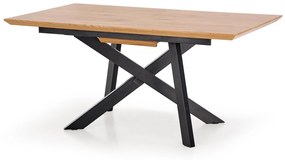 Τραπέζι Houston 347, Χρυσή βελανιδία, Μαύρο, 76x90x160cm, 63 kg, Επιμήκυνση, Ινοσανίδες μέσης πυκνότητας, Μέταλλο | Epipla1.gr