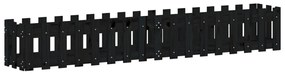 vidaXL Ζαρντινιέρα με Σχέδιο Φράχτη Μαύρη 200x30x30 εκ. Μασίφ Πεύκο