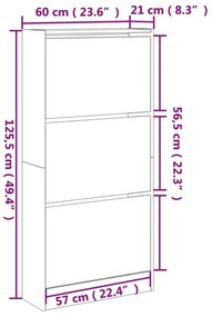 Παπουτσοθήκη Μαύρη 60x21x125,5 εκ. από Επεξεργασμένο Ξύλο - Μαύρο