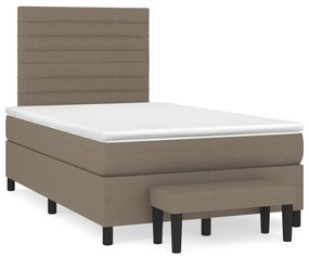 vidaXL Κρεβάτι Boxspring με Στρώμα Taupe 120x190 εκ. Υφασμάτινο