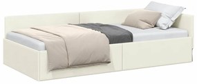 vidaXL Κρεβάτι Γωνίας Κρεμ 90 x 190 cm Βελούδο και Εργοστασιακό ξύλο