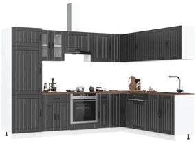 14 Piece Kitchen Cabinet Set "Lucca" Μαύρο κατασκευασμένο ξύλο - Μαύρο