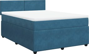 vidaXL Κρεβάτι Boxspring με Στρώμα Μπλε 160x200 εκ. Βελούδινο