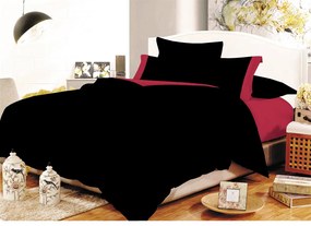 Σετ Σεντόνια ΚΟΜΒΟΣ Cotton Line Black - Red Μονόχρωμα με Φάσα Υπέρδιπλα με λάστιχο 170x200+20