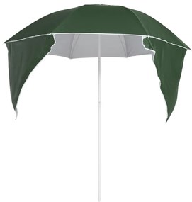 Ομπρέλα Θαλάσσης με Πλαϊνά Σκίαστρα Χρώμα Πράσινη 215 εκ. - Πράσινο