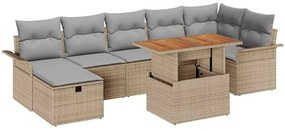 vidaXL Σετ Καναπέ Κήπου με μαξιλάρι 8 pcs Μπεζ συνθετικό ρατάν