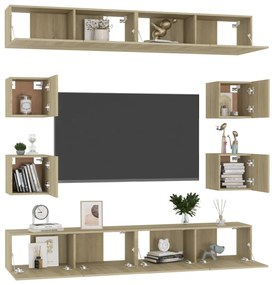 vidaXL Έπιπλα Τηλεόρασης Σετ 8 Τεμαχίων Sonoma Δρυς από Επεξ. Ξύλο