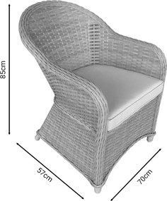 Πολυθρόνα κήπου Hadrian pakoworld rattan καφέ- textilene μπεζ 57x70x85εκ