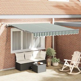 vidaXL Ύφασμα Ομπρέλας Πράσινο και Λευκό 300 x 250 εκ Πολυεστέρας