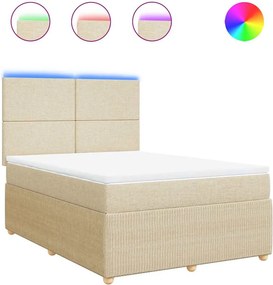 vidaXL Κρεβάτι Boxspring με Στρώμα Κρεμ 140x200 εκ. Υφασμάτινο