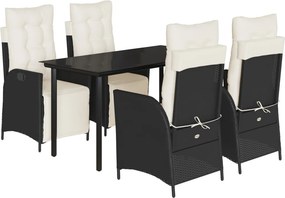 vidaXL Σετ Τραπεζαρίας Κήπου 5 Τεμαχίων Μαύρο Συνθ. Ρατάν με Μαξιλάρια