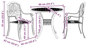 Σετ Επίπλων Bistro 3 Τεμαχίων Μπρονζέ από Χυτό Αλουμίνιο - Καφέ