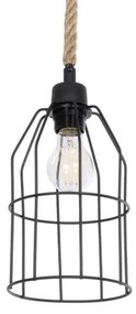 TALAH 203-0009 Vintage Κρεμαστό Φωτιστικό Σχοινί Μονόφωτο 1 x E27 IP20 Μαύρο Μέταλλο με Μπεζ Σχοινί-Μ15.5 x Π15.5 x Globostar 203-0009 Μπεζ