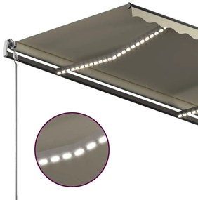 Τέντα Συρόμενη Χειροκίνητη με LED Κρεμ 4 x 3,5 μ. - Κρεμ