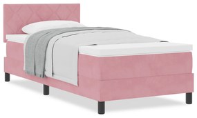 vidaXL κρεβάτι Box Spring με στρώμα  Ροζ Μονό Βελούδινο