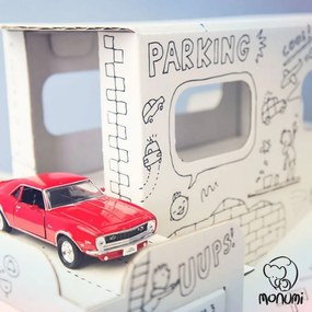 Πάρκινγκ Garage XL Car Park από 3D Λευκό χαρτόνι Ζωγραφικής MoNumi BabyRun