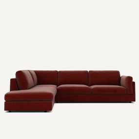 Γωνιακός καναπές με σεζλόνγκ από υφασμα μπουκλέ, César