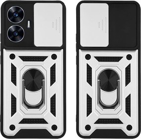 Θήκη Ring Armor CamPro Sonique Realme C55 Ασημί