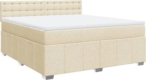 vidaXL Κρεβάτι Boxspring με Στρώμα Κρεμ 180x200 εκ. Υφασμάτινο