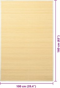 vidaXL Χαλί Φυσικό Χρώμα 100 x 160 εκ. από Μπαμπού