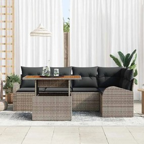 vidaXL Σετ Καναπέ Κήπου με μαξιλάρι 6 pcs Γκρι 100 x 55 x 73 εκ