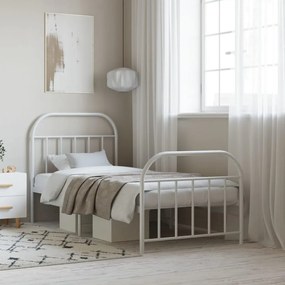 Πλαίσιο Κρεβατιού με Κεφαλάρι/Ποδαρικό Λευκό 90x200 εκ. Μέταλλο