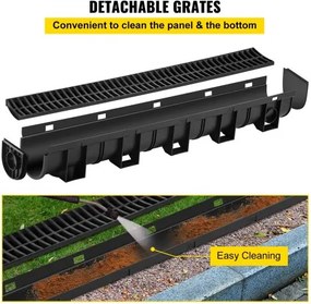 VEVOR Drainage Trench Driveway Channel Drain Kit Plastic Grate-5.8