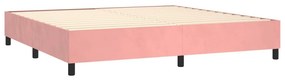 vidaXL Κρεβάτι Boxspring με Στρώμα &amp; LED Ροζ 200x200 εκ. Βελούδινο