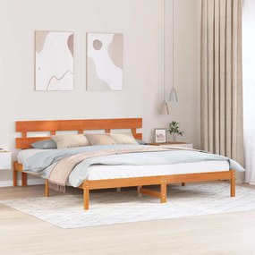vidaXL Κρεβάτι  με Πομπέ Καφέ 200x200 εκ Μασίφ Ξύλο Πεύκου