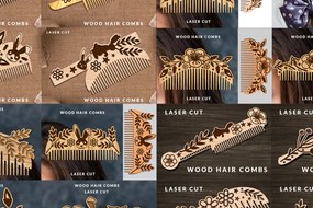 Σετ των 2 Intra απο ξύλο plywood 3mm-4mm πάχος – Ξύλινες χτένες μαλλιών με Πακέτο Δίασταση 20x20 cm INTRAFABR-102822541