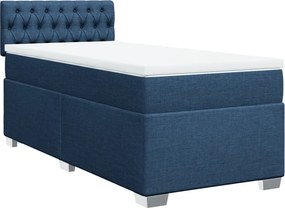 vidaXL Κρεβάτι Boxspring με Στρώμα Μπλε 100 x 200 εκ. Υφασμάτινο