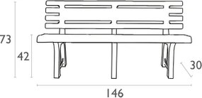 Παγκάκι Flora 146X30Χ73εκ. (Σετ 2 ΤΕΜ)