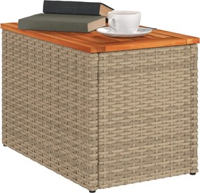 vidaXL Τραπεζάκια Κήπου 2 τεμ. Μπεζ 55x34x37εκ. Συνθ.Ρατάν/Μασίφ Ξύλο