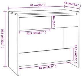 Τραπεζάκι Κονσόλα Μαύρο 89 x 41 x 76,5 εκ. από Μοριοσανίδα  - Μαύρο