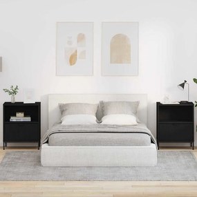 vidaXL Κομοδίνο 2 τεμ. Μαύρο 49 x 36 x 61 εκ Επεξεργασμένο ξύλο