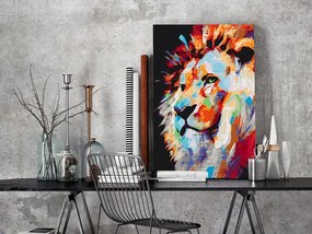 Πίνακας ζωγραφικής με αριθμούς Πορτρέτο ενός πολύχρωμου λιονταριού