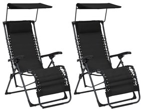 312471 vidaXL Καρέκλες Εξ. Χώρου Πτυσσόμενες 2 τεμ. Μαύρες από Textilene Μαύρο, 1 Τεμάχιο