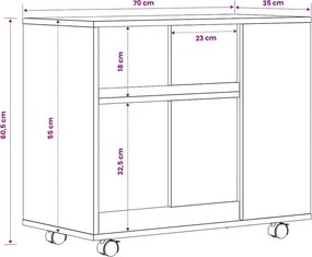 vidaXL Τραπέζι Βοηθητικό Sonoma Δρυς 70x35x60,5 εκ. Επεξεργασμένο Ξύλο