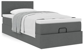 Οθωμανικό κρεβάτι με στρώμα σκούρο γκρι 90x190cm ύφασμα 3311339