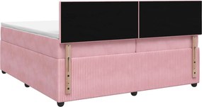 vidaXL Κρεβάτι box spring με στρώμα Ροζ 200 x 200 cm Βελούδο