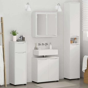vidaXL Σετ Επίπλων Μπάνιου με συρτάρι 4 pcs Λευκό Επεξεργασμένο ξύλο