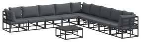 vidaXL Σετ Καναπέ Κήπου 10 pcs Μαύρο 70 x 70 x 32 εκ Αλουμίνιο